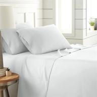 southshore fine living vilano pleats 4-piece extra deep pocket sheet set: premium quality, shrinkage-free, easy care sheets in bright white for queen size beds logo