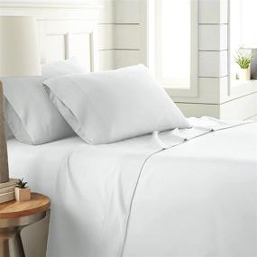 img 4 attached to SouthShore FINE LIVING Vilano Pleats 4-Piece Extra Deep Pocket Sheet Set: Premium Quality, Shrinkage-Free, Easy Care Sheets in Bright White for Queen Size Beds