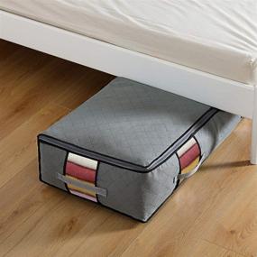 img 3 attached to 📦 4-Pack Grey Extra-Large Foldable Under Bed Storage Containers With Strong Handle, Metal Zipper, Clear Window - Thick Fabric Underbed Storage Bins