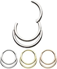 img 2 attached to 📿 18 Gauge Double Hoop Hinged Segment Ring - Ideal for Septum, Nostril, Lip, and Ear Piercings - Enhance your SEO!