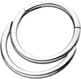 img 4 attached to 📿 18 Gauge Double Hoop Hinged Segment Ring - Ideal for Septum, Nostril, Lip, and Ear Piercings - Enhance your SEO!