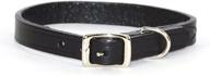 🐾 hm1 14bk black creased leather dog collar, 1/2 x 14-inch, black logo