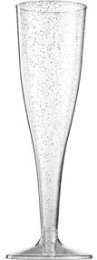 img 3 attached to 50 Silver Glitter Plastic Champagne Flutes: Elegant 5 Oz Clear Plastic Toasting Glasses for Disposable Wedding Party Cocktail Cups