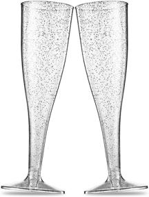 img 4 attached to 50 Silver Glitter Plastic Champagne Flutes: Elegant 5 Oz Clear Plastic Toasting Glasses for Disposable Wedding Party Cocktail Cups