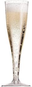 img 2 attached to 50 Silver Glitter Plastic Champagne Flutes: Elegant 5 Oz Clear Plastic Toasting Glasses for Disposable Wedding Party Cocktail Cups