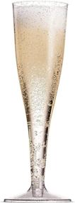 img 1 attached to 50 Silver Glitter Plastic Champagne Flutes: Elegant 5 Oz Clear Plastic Toasting Glasses for Disposable Wedding Party Cocktail Cups