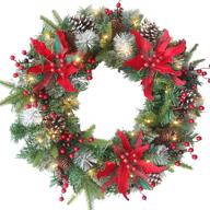 🎄 large 24-inch pre-lit christmas wreath for front door, battery operated led lights, artificial outdoor holiday xmas decorations логотип