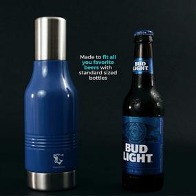 img 2 attached to 🍺 Beer Bottle Cooler BLUE STEEL – Premium Double Wall Stainless Steel Holder with Opener, Neoprene Insulator Sleeve, Silicone Cap – Ultimate 12oz Beer Accessories