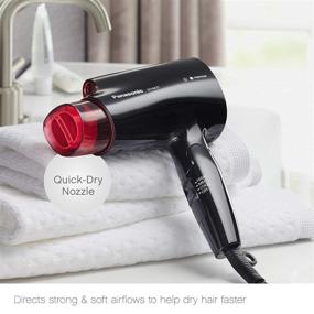 img 1 attached to 💇 Panasonic Nanoe Compact Hair Dryer EH-NA27-K - 1400W Portable Hair Dryer with Folding Handle and QuickDry Nozzle for Fast Drying, Promotes Healthy-Looking Hair (Black/Pink)