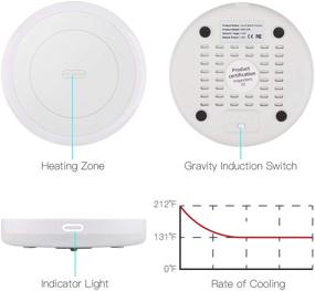 img 3 attached to ☕ Нагреватель для кофейной кружки Bestinnkits White: автоматическое включение/выключение, гравитационное срабатывание, идеально подходит для использования на рабочем столе, подогреватель длительного горения свечи на кружке (131F/55C)