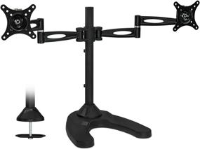 img 4 attached to 🖥️ Mount-It! Dual Monitor Stand - Free Standing Double Arm Desk Mount for 21-27 Inch Computer Screens - Heavy Duty Full Motion Adjustable Arms - VESA 75 100 Compatible - Includes Grommet Base