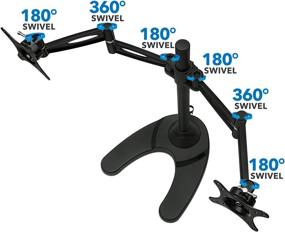 img 1 attached to 🖥️ Mount-It! Dual Monitor Stand - Free Standing Double Arm Desk Mount for 21-27 Inch Computer Screens - Heavy Duty Full Motion Adjustable Arms - VESA 75 100 Compatible - Includes Grommet Base