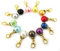 📿 blovess yueton colorful pearl charms: 20pcs pendant jewelry making accessory with lobster clasp - perfect for floating locket necklaces (golden) logo