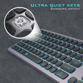 img 2 attached to 💻 POWZAN Space Gray Aluminum Backlit Wired Keyboard - Slim Chiclet Style, Compatible with Apple iMac, MacBook, Mac and PC, USB Keyboard with Numeric Keypad, RGB Lighted Keys