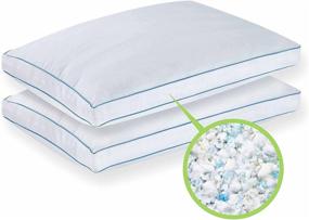 img 4 attached to 🌟 PURElux Twin Pack: 2 Shredded Memory Foam Cluster Pillows with Gel, Pressure Relief - 20 X 28 inches