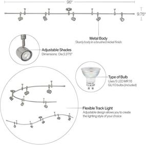 img 2 attached to Catalina 19655-002 5-Light Flexible Track Kit with Metal Shades, LED Bulbs Included, 96-inch, Brushed Nickel - Transitional Design