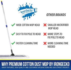 img 2 attached to 🧹 IRONGECKO Premium 24-inch Industrial Class Cotton Wide Dust Mop Head: Telescopic Pole, Max Height 61", for Efficient Cleaning of Home, Office, and Garage; Attracts Dirt, Dust, and Water