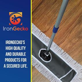 img 1 attached to 🧹 IRONGECKO Premium 24-inch Industrial Class Cotton Wide Dust Mop Head: Telescopic Pole, Max Height 61", for Efficient Cleaning of Home, Office, and Garage; Attracts Dirt, Dust, and Water