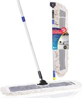 🧹 irongecko premium 24-inch industrial class cotton wide dust mop head: telescopic pole, max height 61", for efficient cleaning of home, office, and garage; attracts dirt, dust, and water logo