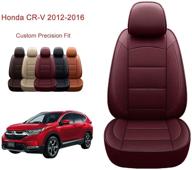 🚗 oasis auto 2012-2016 cr-v custom fit pu leather seat cover in burgundy, compatible with honda crv 2012-2016 logo