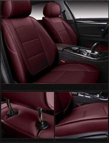 img 2 attached to 🚗 OASIS AUTO 2012-2016 CR-V Custom Fit PU Leather Seat Cover in Burgundy, Compatible with Honda CRV 2012-2016