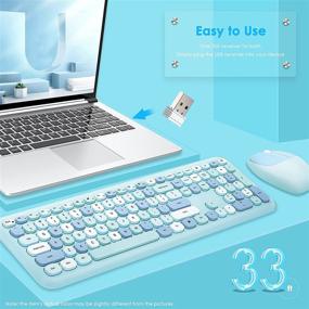 img 3 attached to Vibrant Wireless Keyboard and Mouse Combo: Full-Sized, Cordless with Number Keypad, 2.4Ghz USB Receiver. Ideal for Laptop/Computer/PC/Desktop in Blue - Energy Efficient & Battery Powered