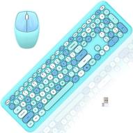 vibrant wireless keyboard and mouse combo: full-sized, cordless with number keypad, 2.4ghz usb receiver. ideal for laptop/computer/pc/desktop in blue - energy efficient & battery powered logo