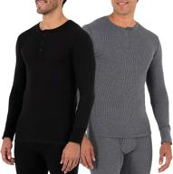 🍇 fruit of the loom men's recycled waffle thermal henley top: stay warm and eco-friendly (1 and 2 packs) logo