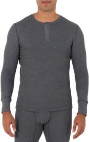 img 2 attached to 🍇 Fruit of the Loom Men's Recycled Waffle Thermal Henley Top: Stay Warm and Eco-Friendly (1 and 2 Packs)