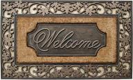 a1 home collections a1home200029 a1hc rubber & coir dirt trapper heavyweight large welcome doormat with floral border, 23" x 38 logo