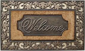 img 4 attached to A1 Home Collections A1HOME200029 A1HC Rubber & Coir Dirt Trapper Heavyweight Large Welcome Doormat with Floral Border, 23" x 38