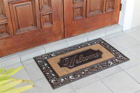 img 2 attached to A1 Home Collections A1HOME200029 A1HC Rubber & Coir Dirt Trapper Heavyweight Large Welcome Doormat with Floral Border, 23" x 38