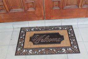 img 1 attached to A1 Home Collections A1HOME200029 A1HC Rubber & Coir Dirt Trapper Heavyweight Large Welcome Doormat with Floral Border, 23" x 38