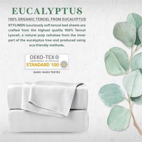 img 3 attached to 🛏️ Luxurious STYLINEN King Size Eucalyptus Bed Sheet Set - 100% Organic Tencel Lyocell - Silky Soft, Breathable & Smooth - Includes Fitted Sheet, Flat Sheet, and Pillowcases - Deep Pockets for 16 Inch Mattresses - Elegant White Color