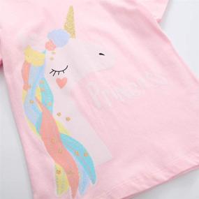 img 1 attached to 🦄 Toddler Girls Unicorn Print Cotton Summer Tops Tees - Short Sleeve Shirt with Shark Graphic