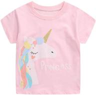 🦄 toddler girls unicorn print cotton summer tops tees - short sleeve shirt with shark graphic logo