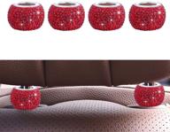 leiwoor 4 pack car headrest collars，car head rest collars rings decor bling crystal diamond for car suv truck interior decoration (red) logo