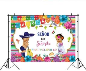 img 3 attached to 🎉 Lofaris Mexican Fiesta Senor or Senorita Gender Reveal Baby Shower Party Backdrop: Boy or Girl Señor or Señorita Gender Reveal Background, Mexican He or She Floral Colorful Flags Party Decorations - 7x5ft