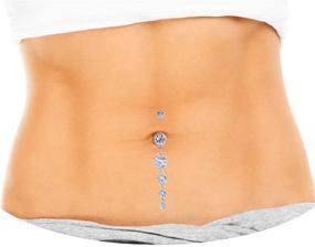 img 3 attached to 💎 Stylish and Safe: Mutreso Heart Zirconia Stones 14G Surgical Steel Dangle Navel Ring Body Piercing