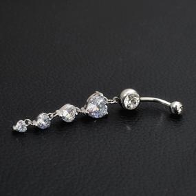 img 1 attached to 💎 Stylish and Safe: Mutreso Heart Zirconia Stones 14G Surgical Steel Dangle Navel Ring Body Piercing