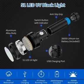 img 3 attached to Rechargeable Blacklight Torch Light Pet Urine Detector - 51 LED UV Flashlight for Dry Dog Urine, Pet Stains, Verifying Money Documents - Battery Included