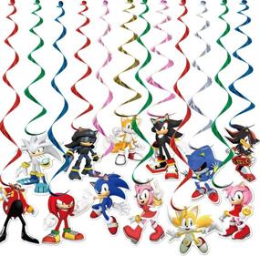 img 3 attached to 🎉 Sonic Birthday Party Supplies Decorations, Set of 12 Hanging Swirl Decorations with 12 Character Cards