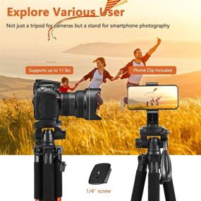 img 2 attached to 📷 Victiv 65-inch Aluminum Tripod: Compact and Lightweight Camera Stand with Phone Mount - Ideal for Travel and Work, Supports up to 8.8lbs