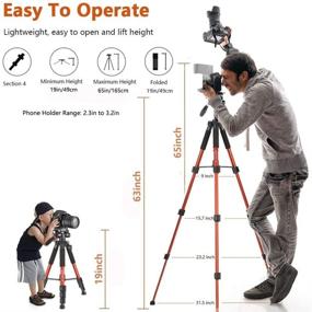 img 1 attached to 📷 Victiv 65-inch Aluminum Tripod: Compact and Lightweight Camera Stand with Phone Mount - Ideal for Travel and Work, Supports up to 8.8lbs