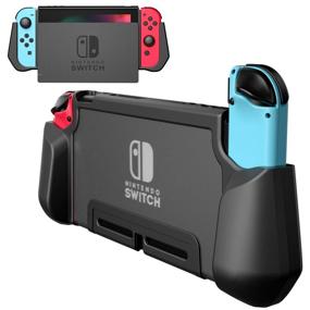 img 4 attached to 🎮 PZOZ Dockable Case for Nintendo Switch: Ultra-Thin Console & Joy-Con Controller Cover with Ergonomic TPU Grip - Black
