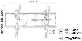 img 2 attached to 📺 Monoprice Silver Adjustable Tilting Wall Mount Bracket for LCD LED Plasma TVs (Up to 165Lbs, 30-63 inch)