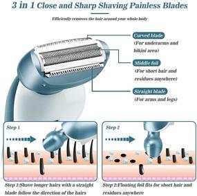 img 2 attached to Rechargeable Women's Electric Razor - Painless Cordless Shaver for Legs, Bikini, Underarm, and Public Hair, with Detachable Head - Wet/Dry Use