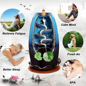 img 2 attached to 🍃 Sweet Alice Ceramic Backflow Incense Burner, Waterfall Incense Holder, Including 120 Backflow Cones + 30 Incense Stick + 20 Incense Coils, for Home Office Aromatherapy Decor - Total 170 Cones