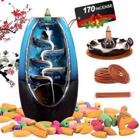 img 4 attached to 🍃 Sweet Alice Ceramic Backflow Incense Burner, Waterfall Incense Holder, Including 120 Backflow Cones + 30 Incense Stick + 20 Incense Coils, for Home Office Aromatherapy Decor - Total 170 Cones