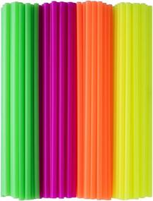 img 2 attached to Green Direct 10.75 inches Plastic Smoothie Straws - Extra Long & Thick Pack of 300, Individually Wrapped for Any Jumbo Cup or Water Bottle - BPA Free, Mixed Neon Colors